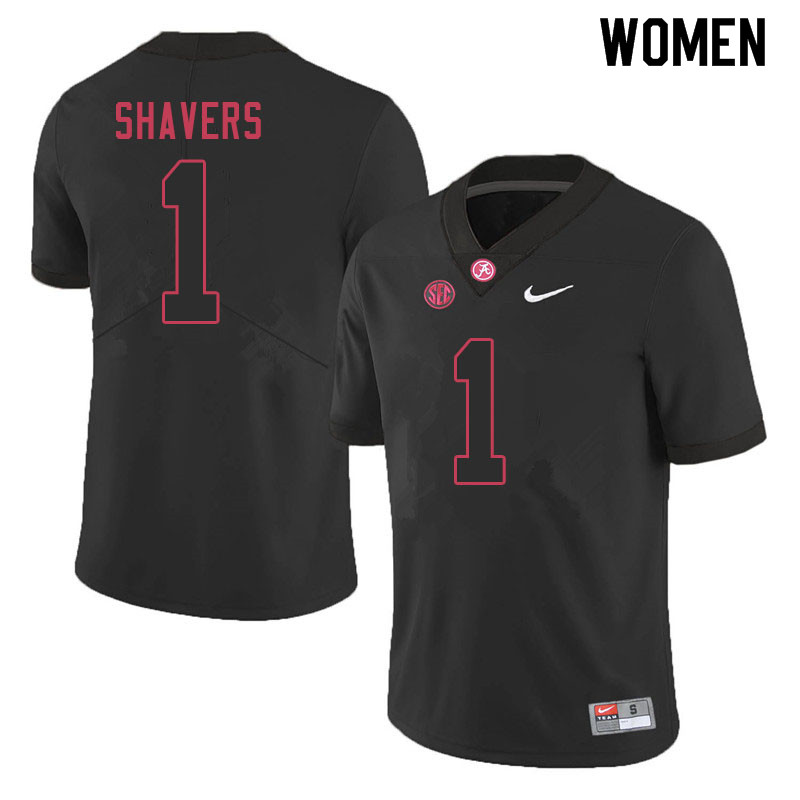 Women #1 Tyrell Shavers Alabama Crimson Tide College Football Jerseys Sale-Black